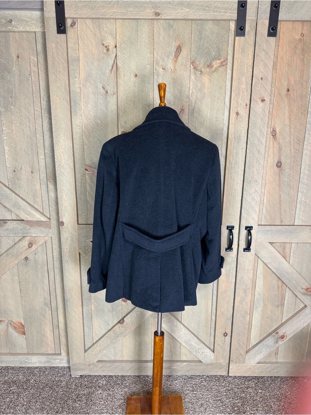 Lands’ End Classic charcoal Double-Breasted Peacoat Wool & cashmere blend 20W - Picture 6 of 16